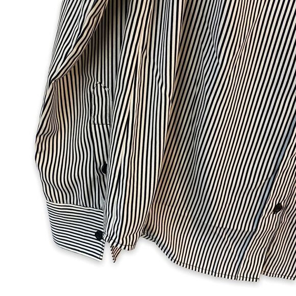 H&M Long Sleeved Back And White Striped Blouse Top - Picture 3 of 6